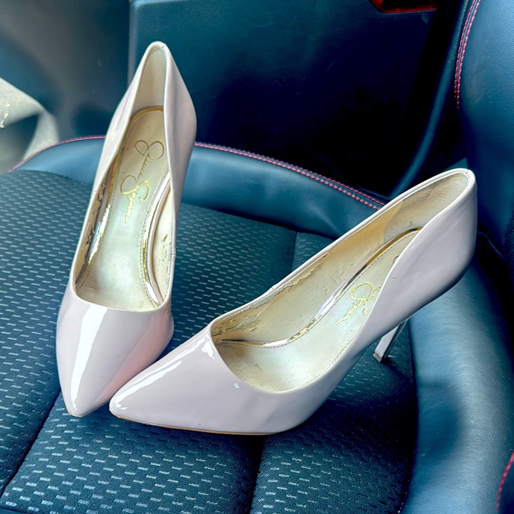 Jessica Simpson Nude Patent Leather Stilettos